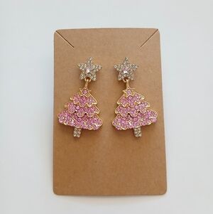 Fashion Jewelry Pink and Gold Star Tree Earrings
